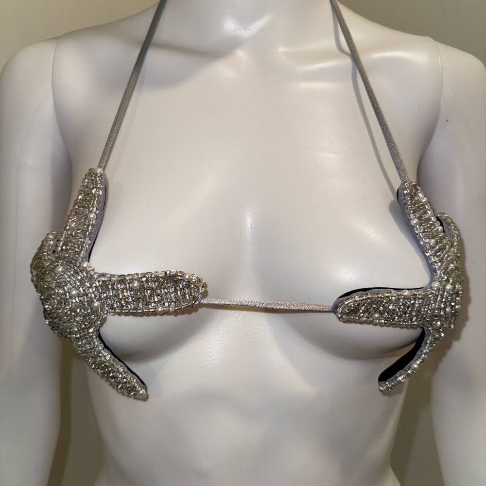 Andi Bagus Rhinestone Arrow Bikini Top - Silver Sparkle